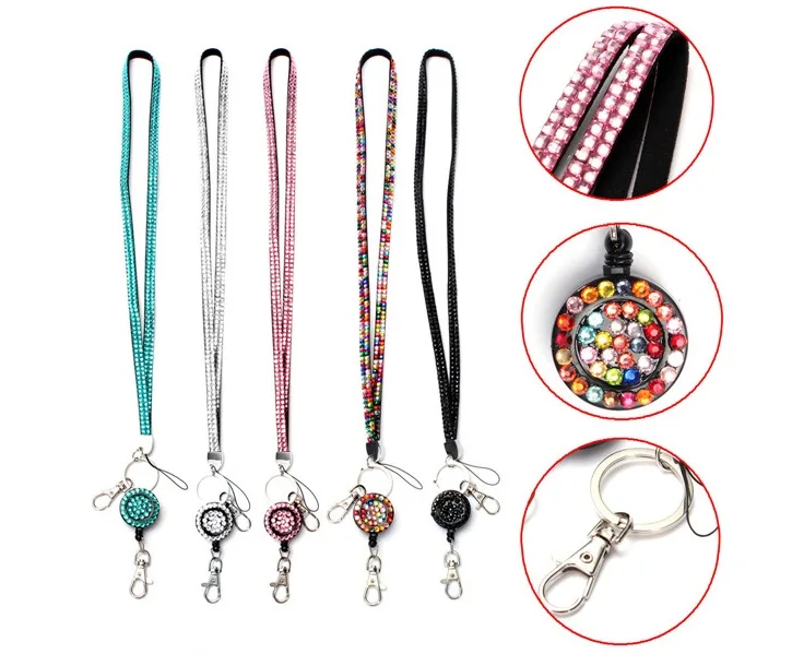 Free Shipping 100pcs/lot Retractable Bling Crystal Rhinestone Neck Lanyard Badge Reel For ID Badge Holder Key Holder
Free Shipping 100pcs/lot Retractable Bling Crystal Rhinestone Neck Lanyard Badge Reel For ID Badge Holder Key Holder