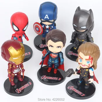 6pcs The Avengers 3 Marvel Superheroes Thor PVC Action Figures Spiderman Anime Figurines Miniature Dolls Kids Toys for Children
6pcs The Avengers 3 Marvel Superheroes Thor PVC Action Figures Spiderman Anime Figurines Miniature Dolls Kids Toys for Children