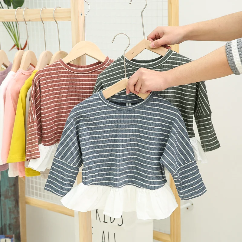 2019 Baby Children Strip Cotton with Lace Bottoming Shirt Toddler Girl Long Sleeve Spring Splice Shirt Little Kids Basic Top Tee
2019 Baby Children Strip Cotton with Lace Bottoming Shirt Toddler Girl Long Sleeve Spring Splice Shirt Little Kids Basic Top Tee