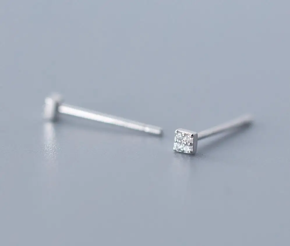925 Solid Sterling Silver Lovely Extra Tiny 2mm Square CZ Post Stud Earrings A1613
925 Solid Sterling Silver Lovely Extra Tiny 2mm Square CZ Post Stud Earrings A1613