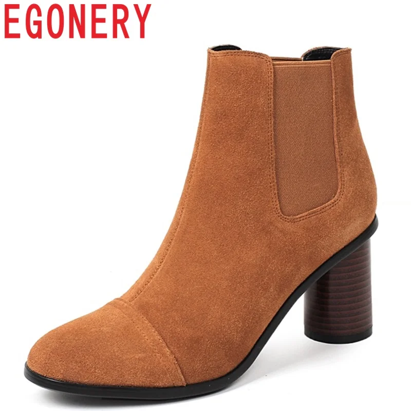 EGONERY ladies shoes 2018 newest fashion high strange style round toe elastic band chelsea boots outside cow suede ankle boots
EGONERY ladies shoes 2018 newest fashion high strange style round toe elastic band chelsea boots outside cow suede ankle boots