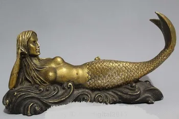 DS DS 8" Denmark Myth Bronze Mermaid Fish Sea-maiden Beauty Evil Sculpture Statue
DS DS 8" Denmark Myth Bronze Mermaid Fish Sea-maiden Beauty Evil Sculpture Statue