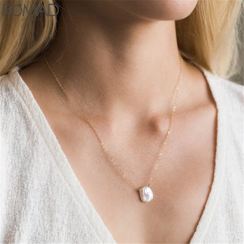 ROMAD Baroque Pearls Necklace Women Girl Big Baroque Pearl Necklace Pendants Chain Shell Long Irregular Necklaces Jewelry R5
ROMAD Baroque Pearls Necklace Women Girl Big Baroque Pearl Necklace Pendants Chain Shell Long Irregular Necklaces Jewelry R5