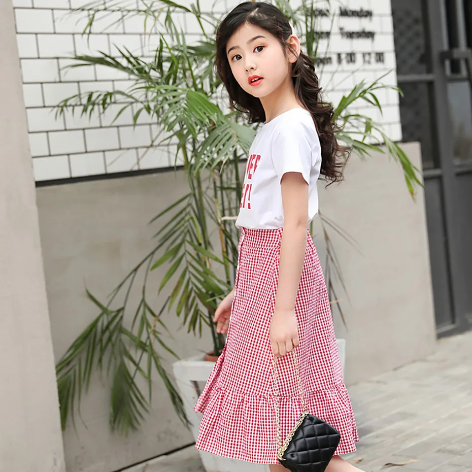Clothing Set For Girls Summer Girls Suit Plaid Child Girl Clothing 6 8 12 Years Letter Shirt+Skirt 2 Pcs Teen Kids Clothes
Clothing Set For Girls Summer Girls Suit Plaid Child Girl Clothing 6 8 12 Years Letter Shirt+Skirt 2 Pcs Teen Kids Clothes