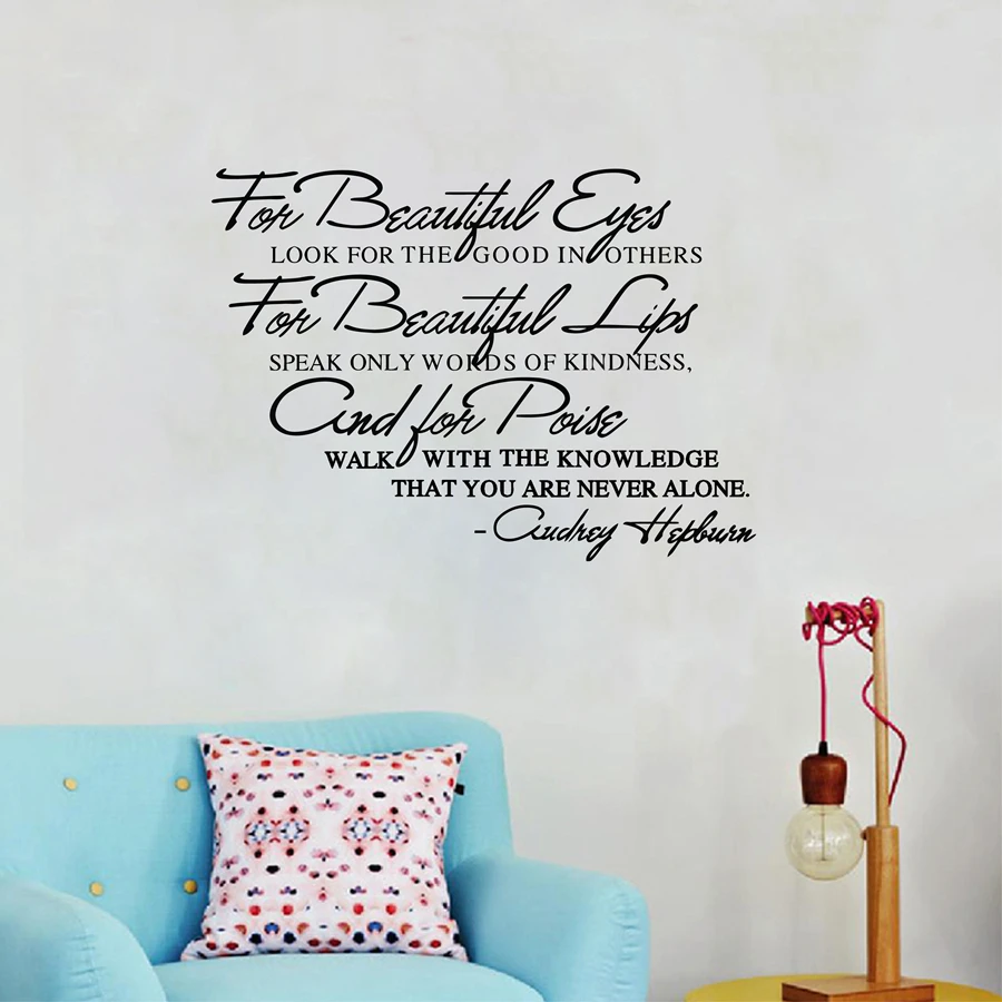 "For Beautiful Eyes..." AUDREY HEPBURN Famous Quotes Vinyl Wall Sticker Home Living Room Wall Art Decals Decoration
"For Beautiful Eyes..." AUDREY HEPBURN Famous Quotes Vinyl Wall Sticker Home Living Room Wall Art Decals Decoration