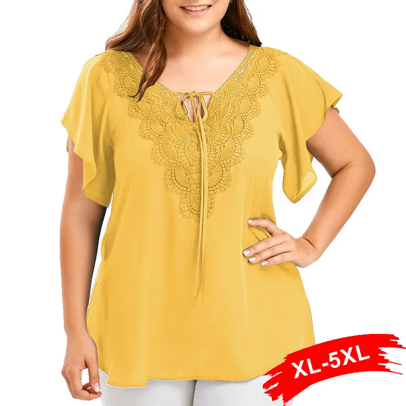 Plus Size 3Xl 5Xl Lace Embroidery Tops Blouse Summer Women V-Neck Casual Chiffon Blouse Short Sleeve Loose Female Boho Tunic
Plus Size 3Xl 5Xl Lace Embroidery Tops Blouse Summer Women V-Neck Casual Chiffon Blouse Short Sleeve Loose Female Boho Tunic
