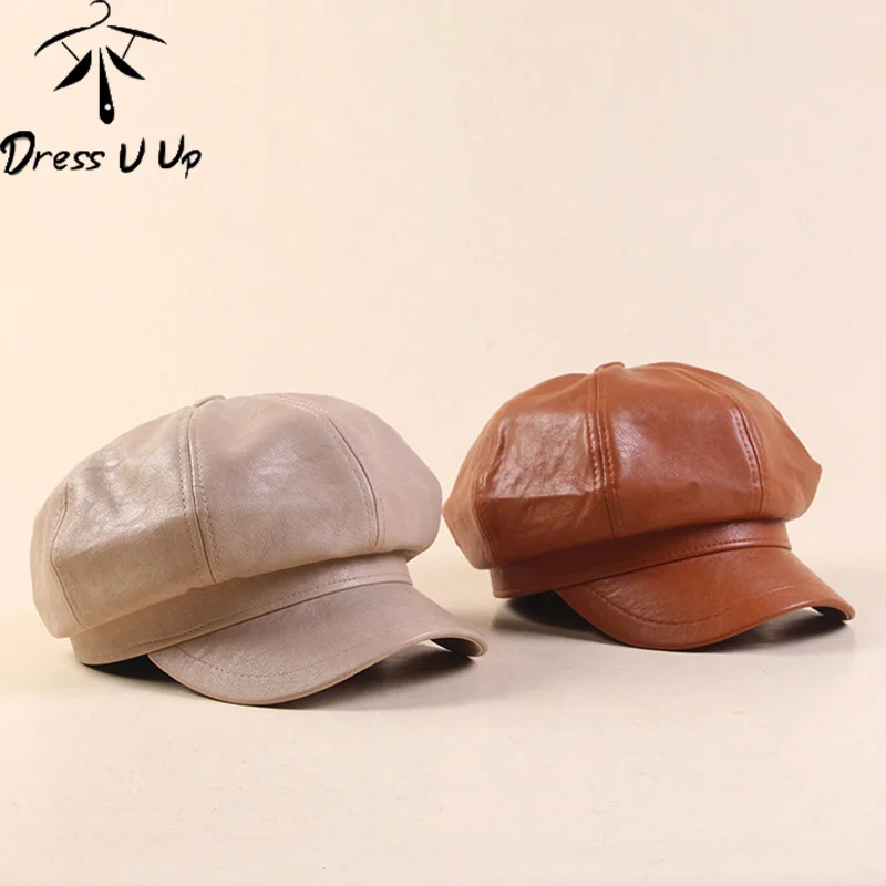 DRESSUUP Leather Cap Solid Spring Autumn Octagonal Cap Female Literary Retro Beret Outdoor Visor Hat Black Beret Femme 
DRESSUUP Leather Cap Solid Spring Autumn Octagonal Cap Female Literary Retro Beret Outdoor Visor Hat Black Beret Femme