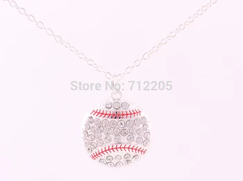 New product 10pcs zinc alloy silver Pave Crystal Baseball or Softball Pendant chain necklaces
New product 10pcs zinc alloy silver Pave Crystal Baseball or Softball Pendant chain necklaces