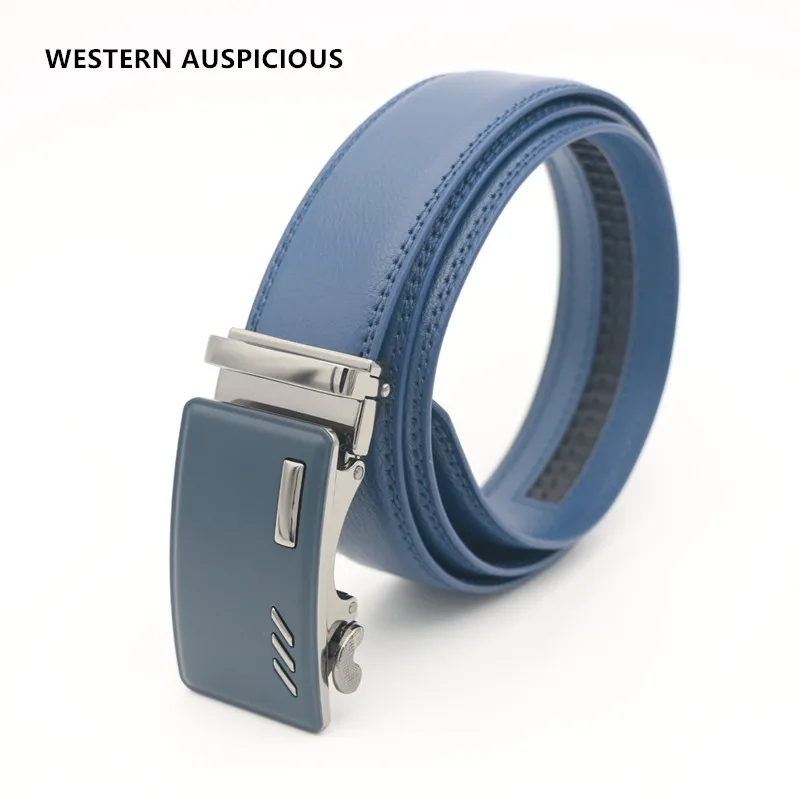 WESTERN AUSPICIOUS Belt Cow Leather Automatic Men Belts 2019 Blue Male Belt 80CM-125CM Alloy Buckle Men Straps
WESTERN AUSPICIOUS Belt Cow Leather Automatic Men Belts 2019 Blue Male Belt 80CM-125CM Alloy Buckle Men Straps