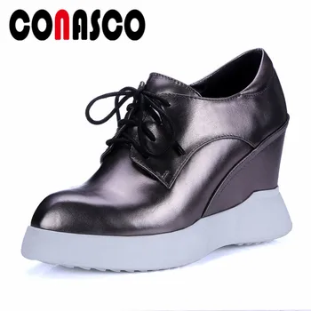 CONASCO Fashion Women Basic Pumps Genuine Leather Spring Autumn Wedges Heels Shoes Woman Casual Cross-tied Office Lady Shoes
CONASCO Fashion Women Basic Pumps Genuine Leather Spring Autumn Wedges Heels Shoes Woman Casual Cross-tied Office Lady Shoes