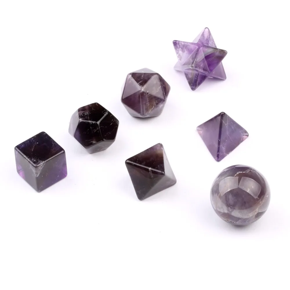 Carved 7 Pieces Amethyst Platonic Solids Sacred Geometry Symbols with Merkaba Star Crystal Healing Balancing Set MS0025
Carved 7 Pieces Amethyst Platonic Solids Sacred Geometry Symbols with Merkaba Star Crystal Healing Balancing Set MS0025