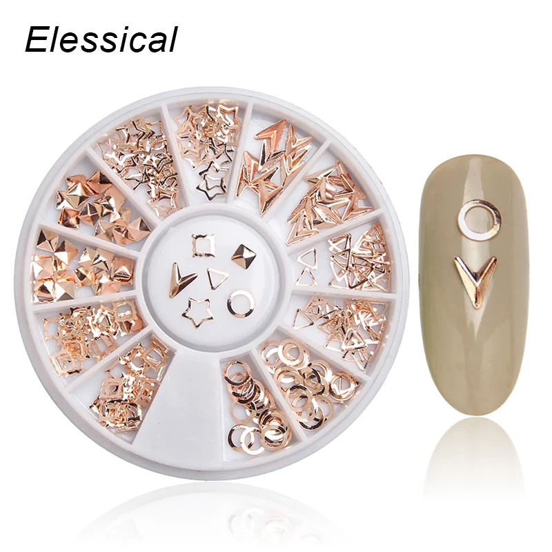 ELESSICAL Rose Gold Nail Rivets Hollow Triangle Star Circle Copper DIY Nail Art Decorations Manicure Accessories In Wheel WY1200
ELESSICAL Rose Gold Nail Rivets Hollow Triangle Star Circle Copper DIY Nail Art Decorations Manicure Accessories In Wheel WY1200