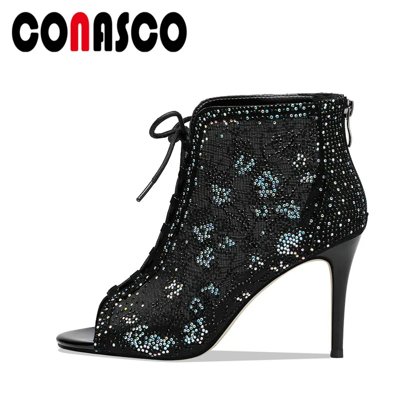 CONASCO Fashion Vintage Flowers Crystal Women Ankle Boots 2019 New Summer Shoes Lace Up Peep Toe High Heels Prom Shoes Woman
CONASCO Fashion Vintage Flowers Crystal Women Ankle Boots 2019 New Summer Shoes Lace Up Peep Toe High Heels Prom Shoes Woman