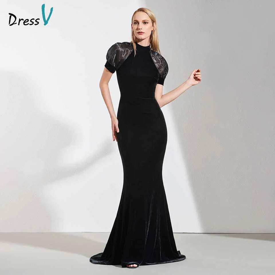 Dressv black elegant high neck evening dress mermaid zipper up short sleeves wedding party formal dress evening dresses
Dressv black elegant high neck evening dress mermaid zipper up short sleeves wedding party formal dress evening dresses