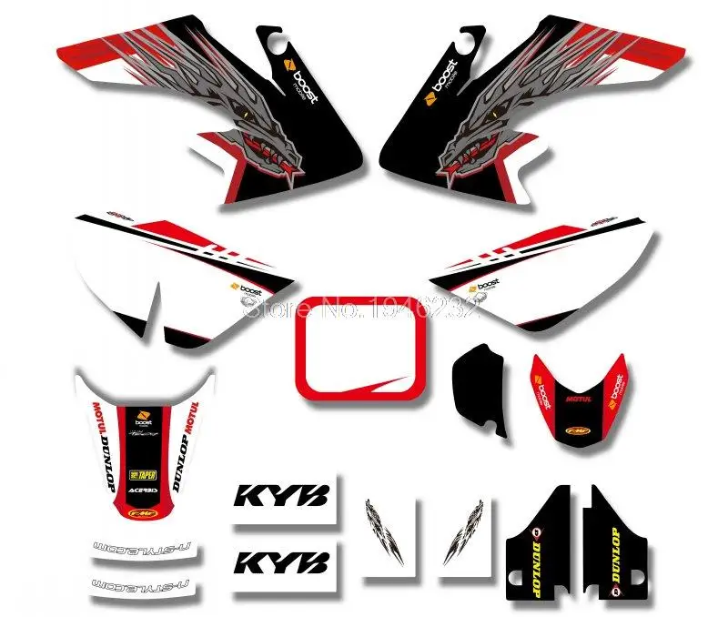 

Power New Arrive TEAM GRAPHICS&BACKGROUNDS DECAL STICKERS Kits For Honda CRF50 STYLE Pit Dirt bike(Black/White) Good Quality