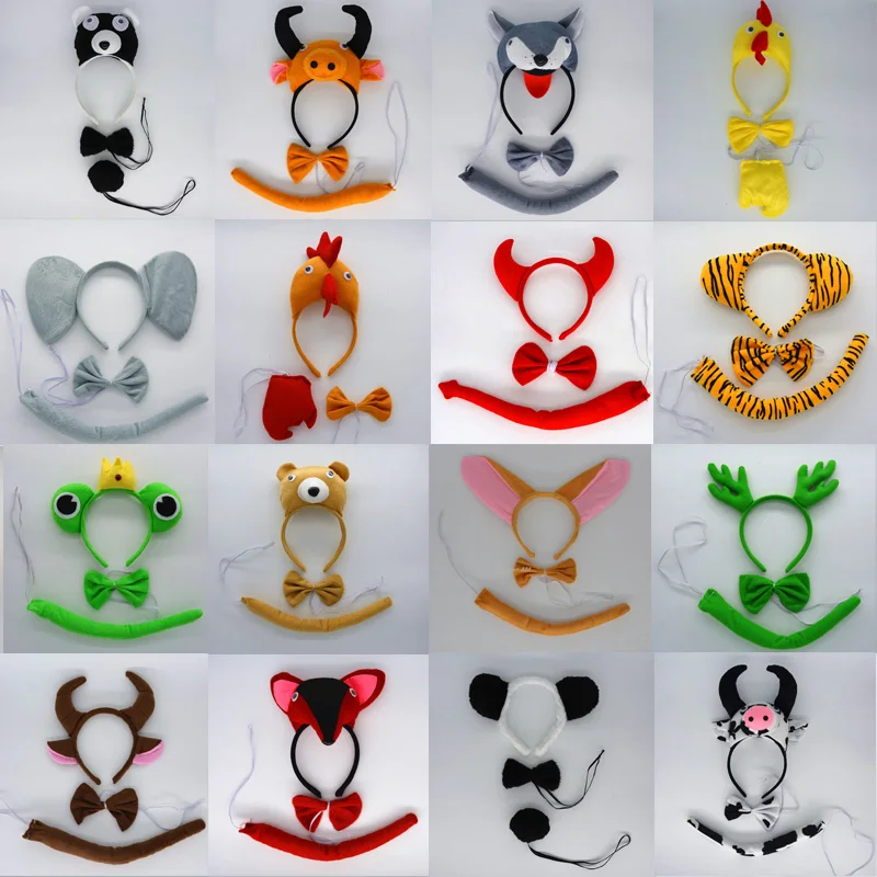 Cosplay&ware Adult Child Animal Headband Tie Tail Cosplay Set Party Halloween Costume Kids Baby Shower Hair 14 Cosplay&ware Adult Child Animal Headband Tie Tail Cosplay Set Party Halloween Costume Kids Baby Shower Hair -Cosplayware Store