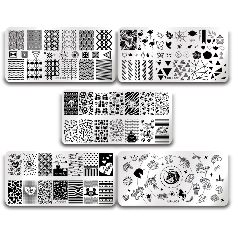 

UR SUGAR Flower Nail Stamping Plate Nail Art Stamping Image Plate Animal Pattern DIY Stamp Template Nail Stencil Tool Kits