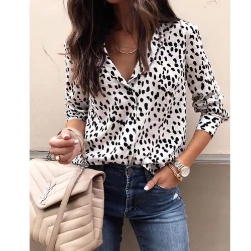 Fashion Women Long Sleeve Leopard Blouse V neck Shirt Ladies OL Party Top Dames Streetwear blusas femininas elegante Plus Size
Fashion Women Long Sleeve Leopard Blouse V neck Shirt Ladies OL Party Top Dames Streetwear blusas femininas elegante Plus Size