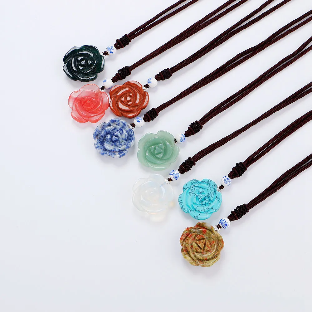 Original Natural Amber Agate Lapis Lazuli Crystal Obsidian Tiger Eye Rose Party Women Necklace Flower Pendant Jewelry Charms New
Original Natural Amber Agate Lapis Lazuli Crystal Obsidian Tiger Eye Rose Party Women Necklace Flower Pendant Jewelry Charms New