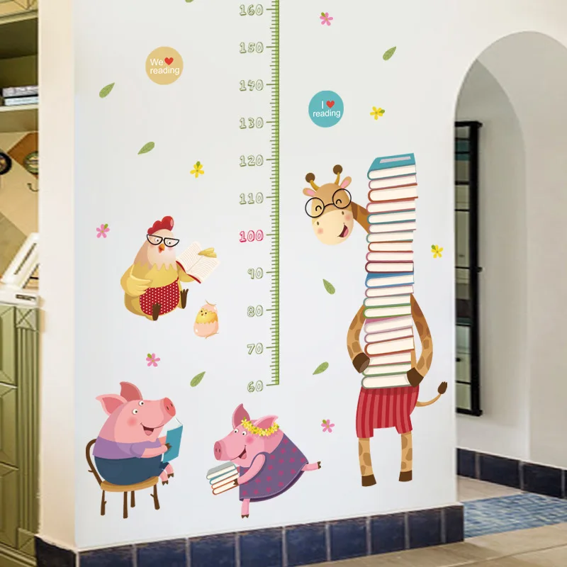 Cartoon Animal Height Stickers Study Hard We Love Reading Decal Pig Chicken Giraffe Decor Kid Height Measuring Tape Wall Sticker
Cartoon Animal Height Stickers Study Hard We Love Reading Decal Pig Chicken Giraffe Decor Kid Height Measuring Tape Wall Sticker