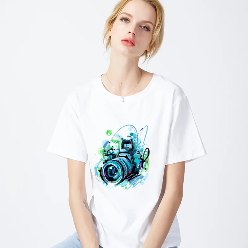 Harajuku Tshirt O-neck Short Sleeve White Tops Female Clothing T shirt Women Hand-drawn camera Printed 2019 New summer T-shirt
Harajuku Tshirt O-neck Short Sleeve White Tops Female Clothing T shirt Women Hand-drawn camera Printed 2019 New summer T-shirt