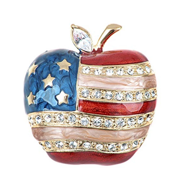 gold metal Crystal Rhinestone enamel American USA design apple fruit lapel Pin Brooch
gold metal Crystal Rhinestone enamel American USA design apple fruit lapel Pin Brooch