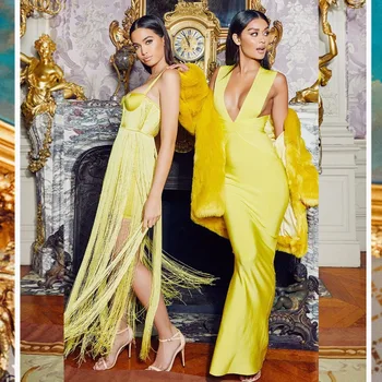 2019 Elegant Sleveeless Yellow Maxi Deep V Neck Bandage Dress Celebrity Back Split High Quality Fashion Sexy Women Party Vestido
2019 Elegant Sleveeless Yellow Maxi Deep V Neck Bandage Dress Celebrity Back Split High Quality Fashion Sexy Women Party Vestido