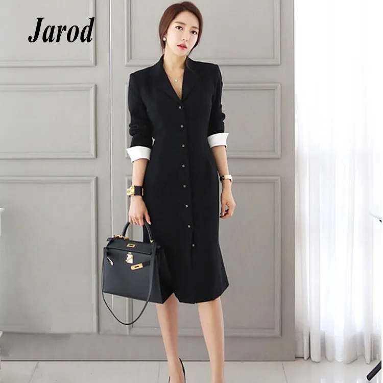 Business Women Black OL Dress 2018 Autumn Formal Single Breasted Long Sleeve Bodycon Notched Collar Work Dress
Business Women Black OL Dress 2018 Autumn Formal Single Breasted Long Sleeve Bodycon Notched Collar Work Dress