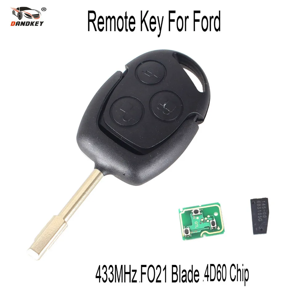 Dandkey удаленный ключевой 3 Пуговицы 433 мГц с 4D60 чип для Ford Focus Fiesta Mondeo c Макс Fusion