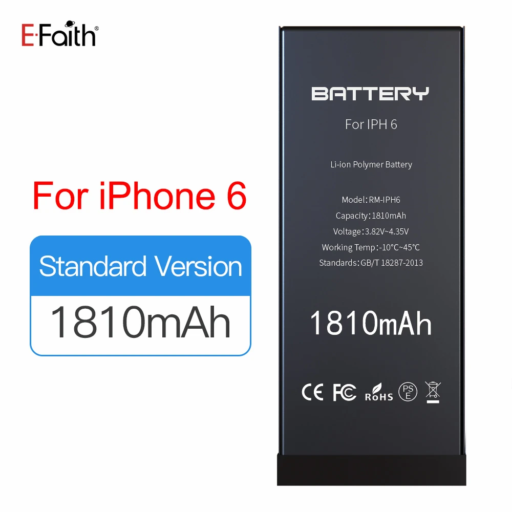 10PCS/Lot Long Lasting E-Faith AAA+++ Quality for iPhone 6 Battery 1810mAh 3.8V Li-ion Internal bateria iphone 6 Free Shipping
10PCS/Lot Long Lasting E-Faith AAA+++ Quality for iPhone 6 Battery 1810mAh 3.8V Li-ion Internal bateria iphone 6 Free Shipping