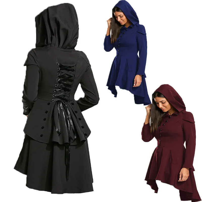 Medieval Women Lace Up Hooded High Low Dress Girls Victorian Casual Hoodies Jacket Coat
Medieval Women Lace Up Hooded High Low Dress Girls Victorian Casual Hoodies Jacket Coat