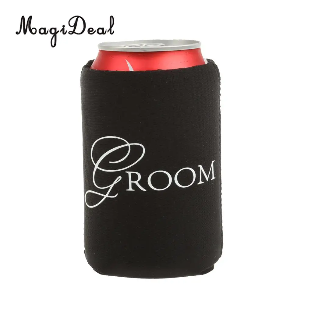 MagiDeal Bride Groom Bridesmaid Maid of Honor Sleeve Protection Insulation Neoprene Can Cooler Hens Night Party Decor