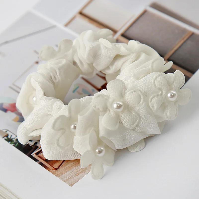 Women Girls White Color Flower Simulated-pearl Chiffon Hair Ties Personality Pure Colors Plain Hair Scrunchies Headwear
Women Girls White Color Flower Simulated-pearl Chiffon Hair Ties Personality Pure Colors Plain Hair Scrunchies Headwear