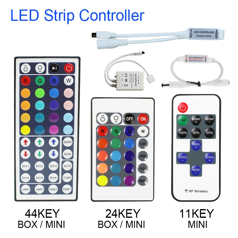 LED Remote Controller RGB 12V Box Controller IR RF Controls 24key 44key 11key Mini LED Controller 2835 5050 Led Strip Light
LED Remote Controller RGB 12V Box Controller IR RF Controls 24key 44key 11key Mini LED Controller 2835 5050 Led Strip Light