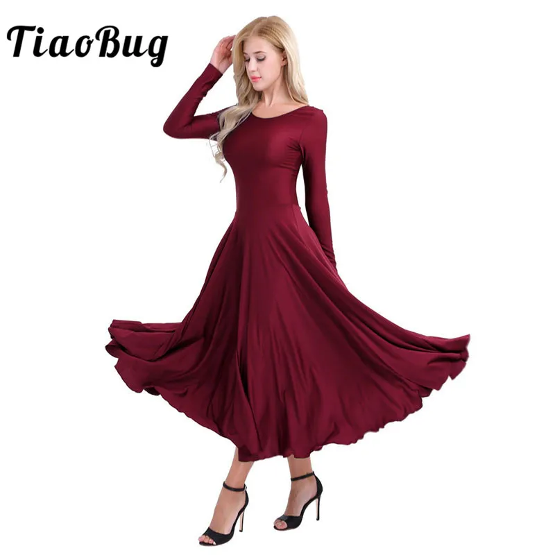 TiaoBug Women Modern Ballroom Stage Contemporary Lyrical Dance Costumes Adult Long Sleeve Solid Color Ballet Dance Long Dress
TiaoBug Women Modern Ballroom Stage Contemporary Lyrical Dance Costumes Adult Long Sleeve Solid Color Ballet Dance Long Dress