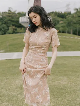 Victoria French Women Retro Lace Dress Chinese Short Sleeve Niche Improved Cheongsam Dress 2019 Summer Elegant Bodycon Dress
Victoria French Women Retro Lace Dress Chinese Short Sleeve Niche Improved Cheongsam Dress 2019 Summer Elegant Bodycon Dress