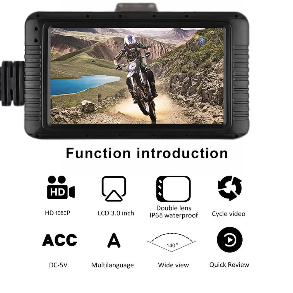 Motorcycle Camera 3.0 Inch 1080P HD DC 5V Motorcycle Driving Recorder Collision Sensor Automobile Data Recorder Motorbike Camera
Motorcycle Camera 3.0 Inch 1080P HD DC 5V Motorcycle Driving Recorder Collision Sensor Automobile Data Recorder Motorbike Camera