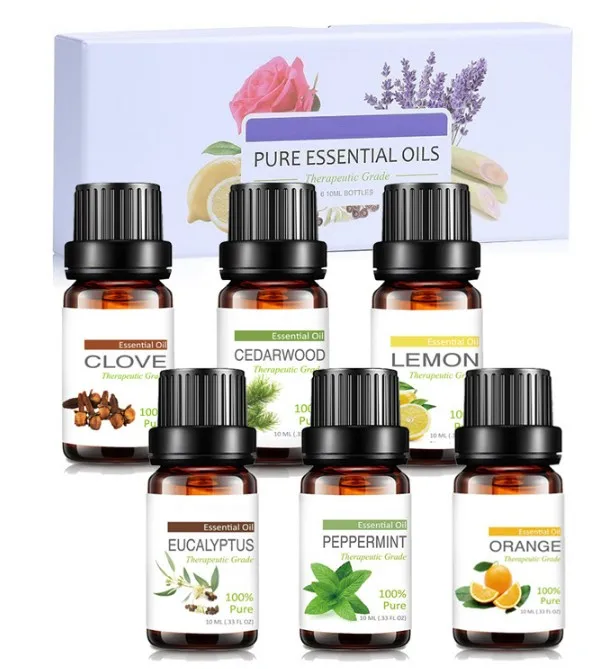 

10ml*6bottles Pure essential oils for aromatherapy diffusers lavender tea tree lemongrass tea tree rosemary Orange oil