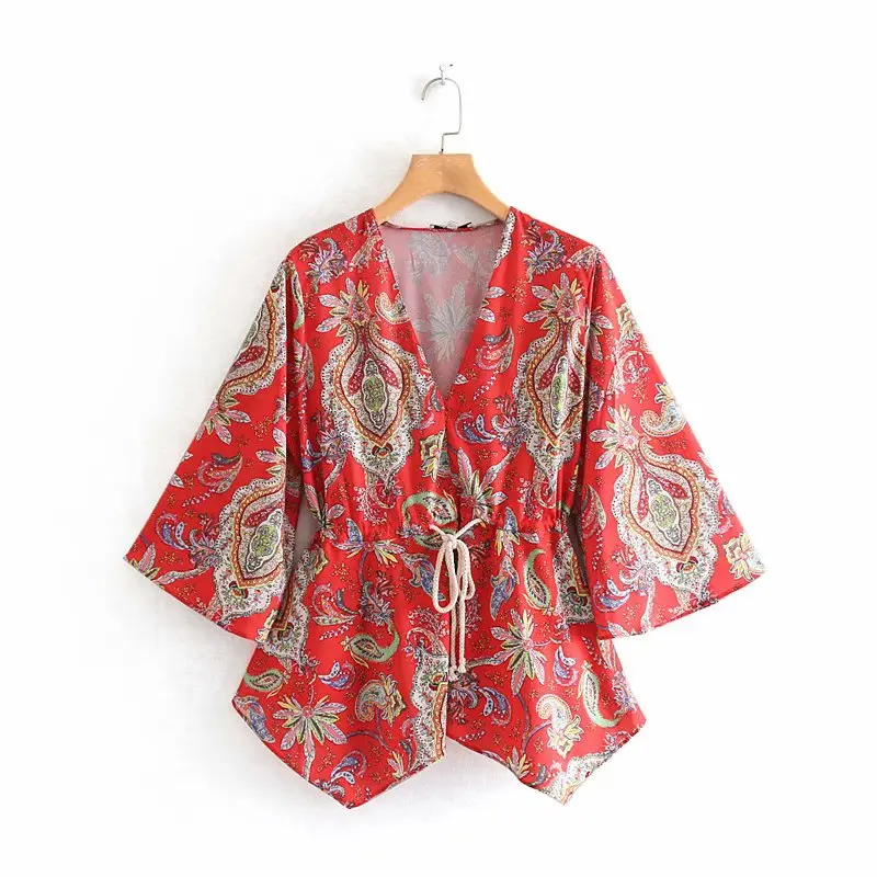 women vintage cashew nuts flower print casual kimono blouses shirts women paisley drawstring bow chemise chic blusas tops LS3608
women vintage cashew nuts flower print casual kimono blouses shirts women paisley drawstring bow chemise chic blusas tops LS3608