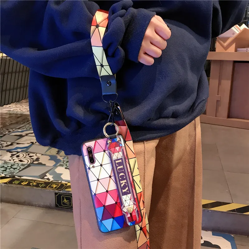 Luxury Brand For Xiaomi Mi 9 Xiaomi Redmi Note 7 5 Mi8 Youth 8 Se Case Stylish PC Phone Case With Wrist Strap For Redmi Note 7