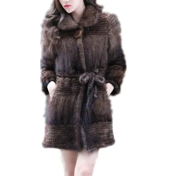 winter mink coat handmade knitted warm square collar belt black brown solid color fashion jacket with genuine mink fur K209
winter mink coat handmade knitted warm square collar belt black brown solid color fashion jacket with genuine mink fur K209