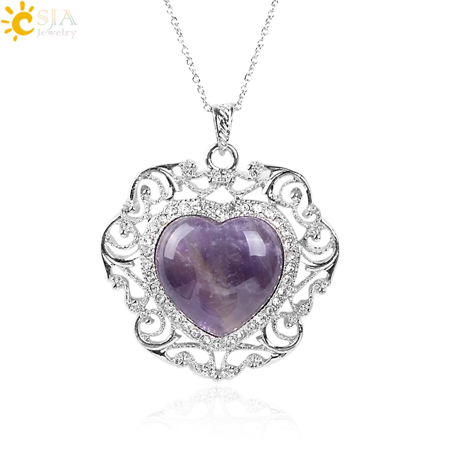CSJA Rhinestone Beads Luxury Pendant Chain Necklace Real Natural Love Pink Purple Crystal Stone Quartz Women Men Jewellery E491
CSJA Rhinestone Beads Luxury Pendant Chain Necklace Real Natural Love Pink Purple Crystal Stone Quartz Women Men Jewellery E491