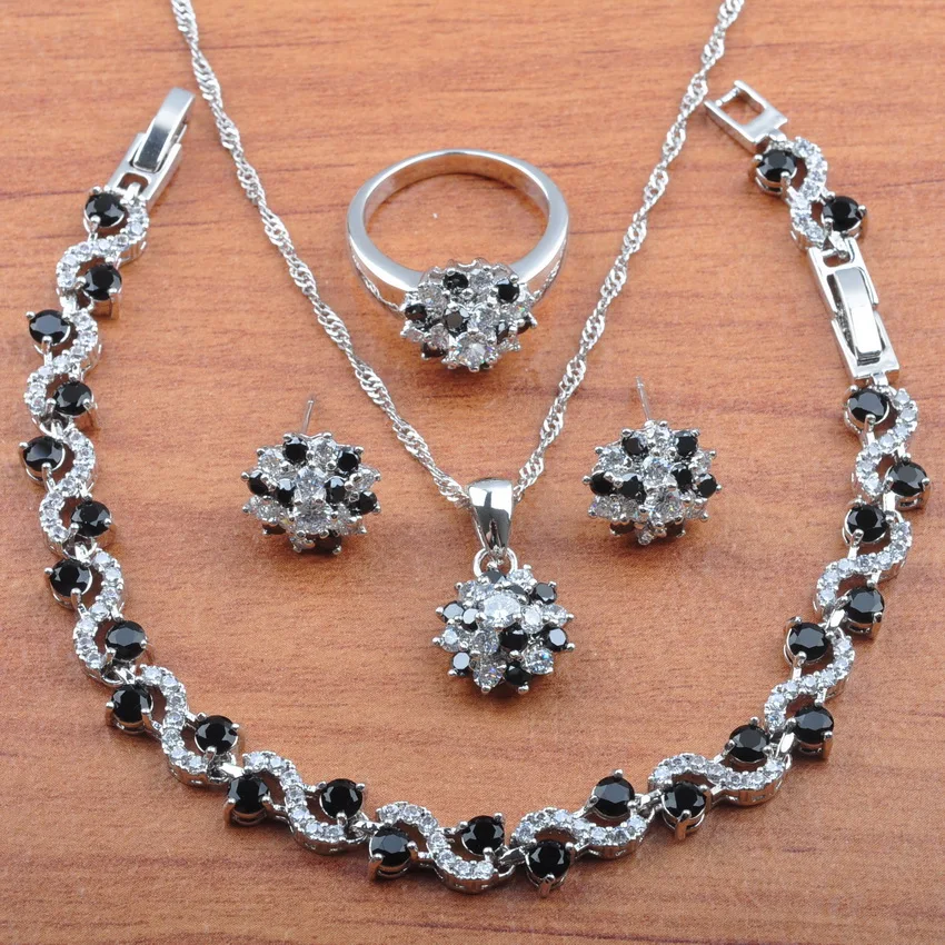 Fashion 925 Sterling Silver Jewelry Set Black Zirconia For Women Best Gift Earrings Necklace Pendant Rings Bracelet Set JS0226
Fashion 925 Sterling Silver Jewelry Set Black Zirconia For Women Best Gift Earrings Necklace Pendant Rings Bracelet Set JS0226