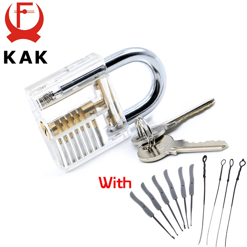 

NED Transparent Visible Pick Cutaway Practice Padlock Lock With Broken Key Removing Hooks Lock Kit Extractor Set Locksmith Tool