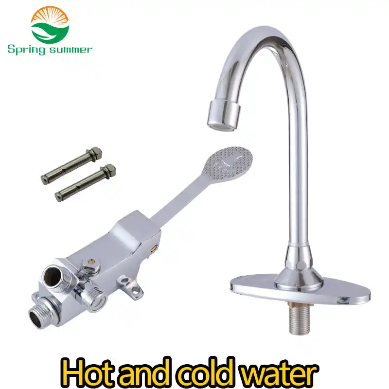Spring Summer Cold And Hot Water Foot Stepping Sink Faucet