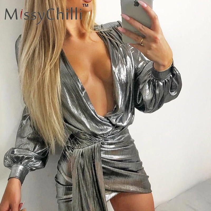 MissyChilli Sexy deep v-neck satin belt long sleeve dress Women summer club mini dress Female elegant bodycon ruffle short dress
MissyChilli Sexy deep v-neck satin belt long sleeve dress Women summer club mini dress Female elegant bodycon ruffle short dress