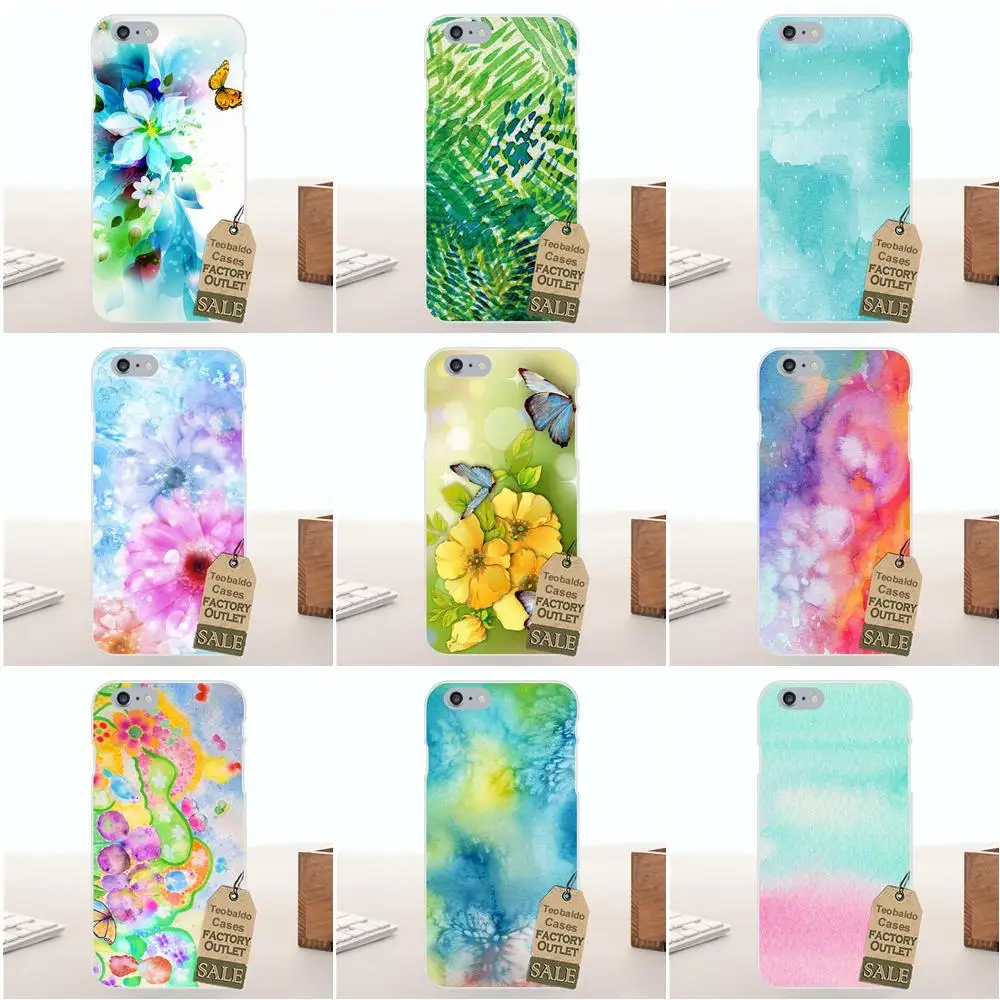 Spring Art Green Blue Watercolor For Galaxy Alpha Core Prime Note 2 3 4 5 S3 S4 S5 S6 S7 S8 mini edge Plus TPU Pattern Phone | Мобильные