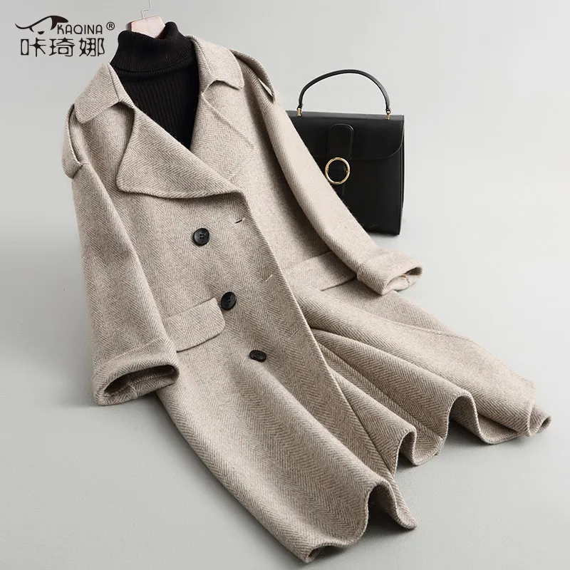 Natural Double-faced Wool Coat Autumn Winter Coat Women Stripe Vintage Jacket Korean Woolen Long Coats Casaco Feminino 38061 MY
Natural Double-faced Wool Coat Autumn Winter Coat Women Stripe Vintage Jacket Korean Woolen Long Coats Casaco Feminino 38061 MY