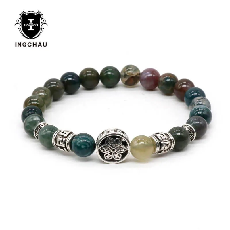 Tibetan Antique Silver Plated Buddhism Six Words Mantra Lotus Bracelet Men Natural India Onyx Mala Bracelets Yoga Jewelry BD-13
Tibetan Antique Silver Plated Buddhism Six Words Mantra Lotus Bracelet Men Natural India Onyx Mala Bracelets Yoga Jewelry BD-13