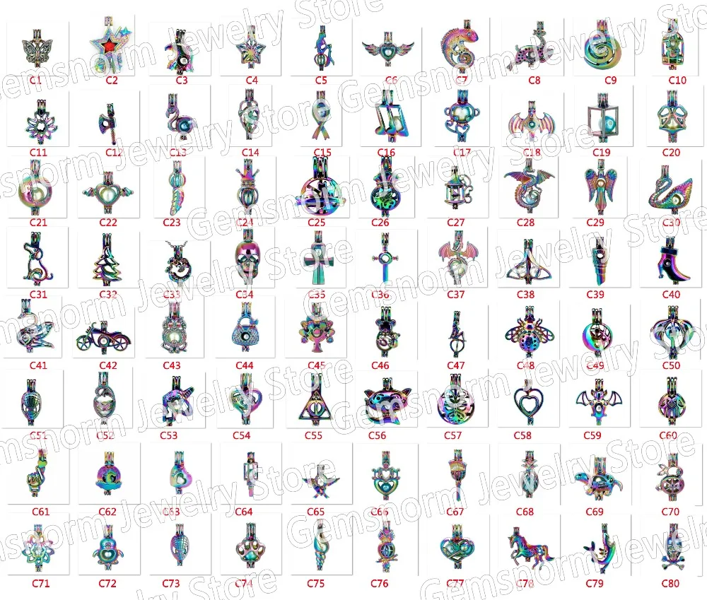 Wholesale Mixed Styles 100pcs Rainbow Colored Pearl Cages Pendants Colorful Alloy Locket Pearl Cage Over 200 Styles RPC1
Wholesale Mixed Styles 100pcs Rainbow Colored Pearl Cages Pendants Colorful Alloy Locket Pearl Cage Over 200 Styles RPC1